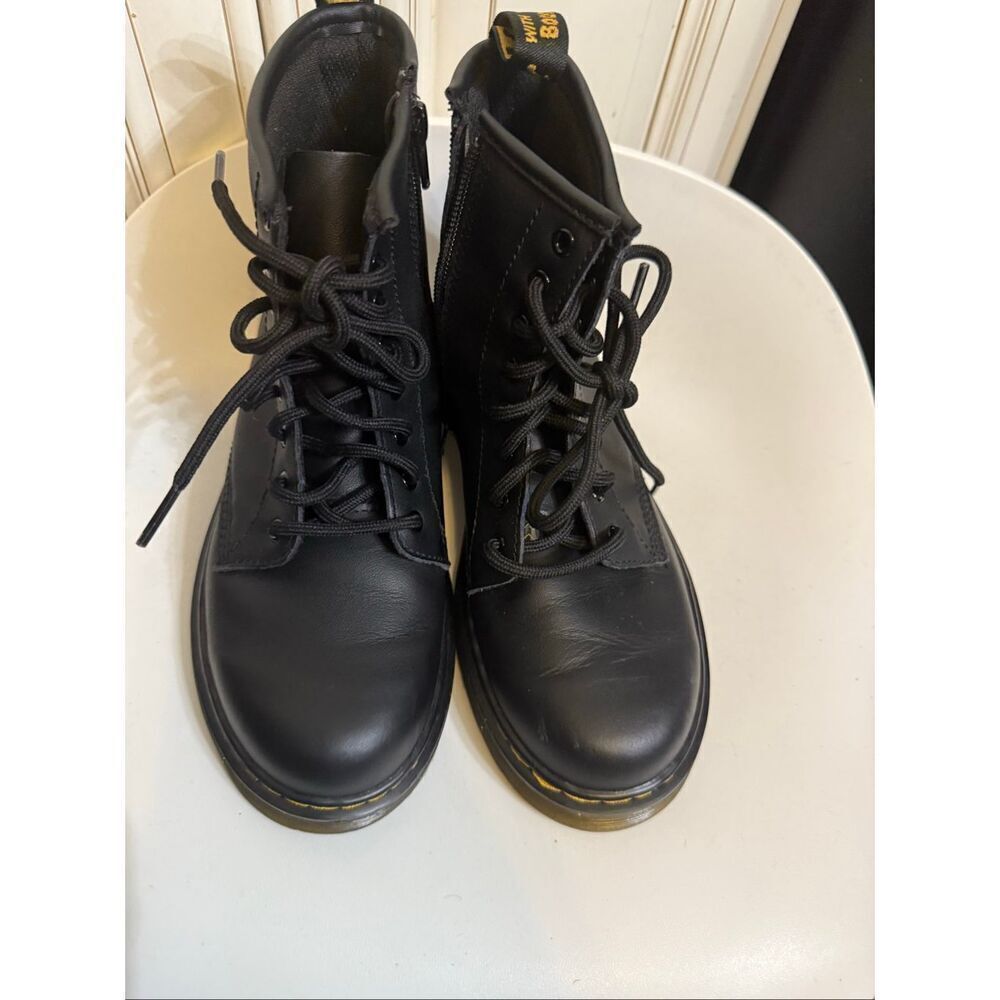 Dr. Martens Women's 1460 J Leather Lace Up Zip Ankle Combat Boots Black Size 5